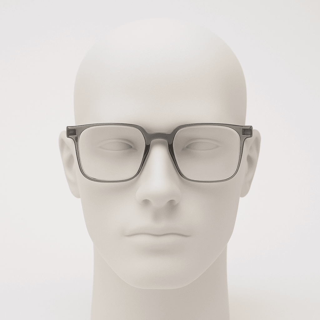 Brille ERA in grau auf Kopfmodell