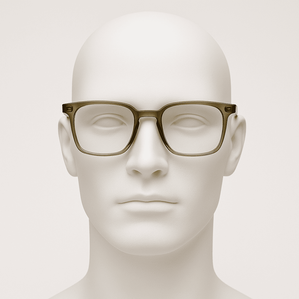 Brille ERA in olivegrün auf Kopfmodell