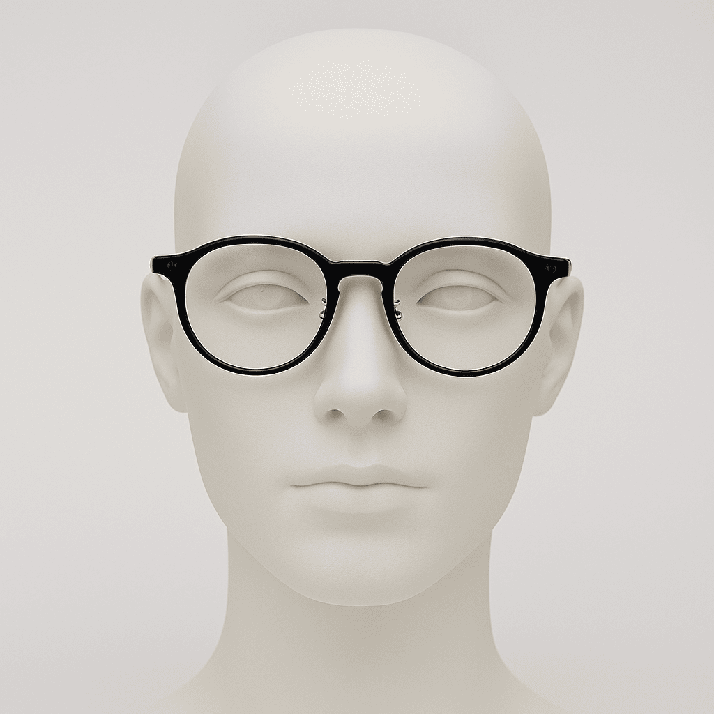 Brille GLAZE in schwarz auf Kopfmodell