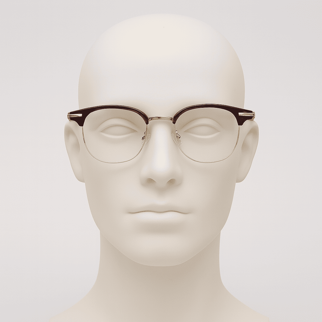 Brille NOVA in braun auf Kopfmodell