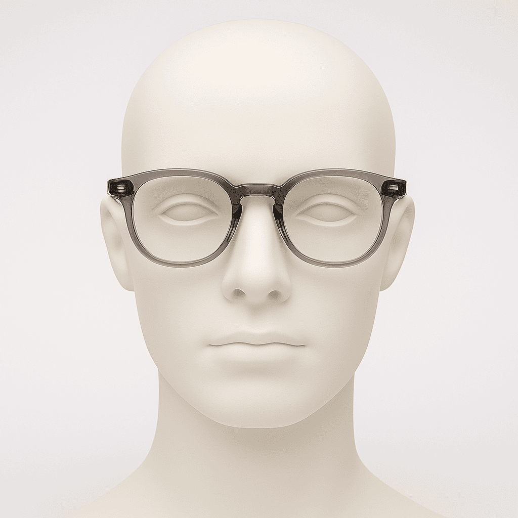 Brille VANTA in grau auf Kopfmodell